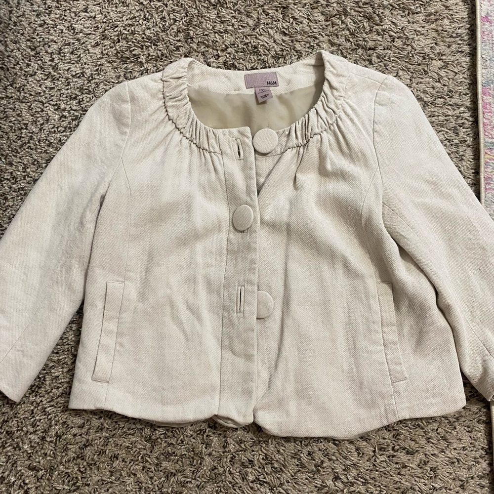 H&M Cream Blazer with Button Accents